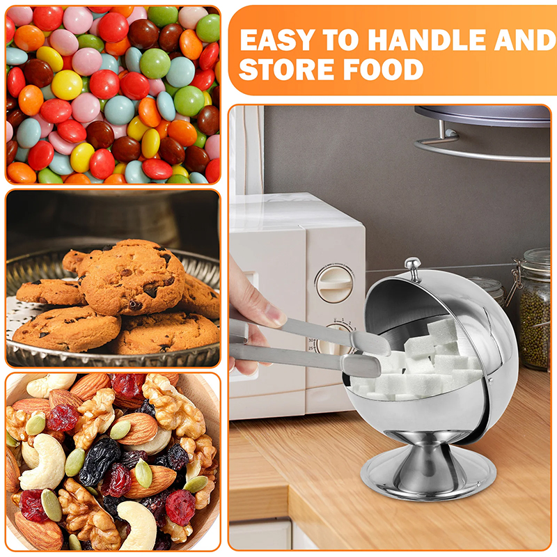 Kitchen Zo - Spherical Stainless Steel Sugar Bowl Flip