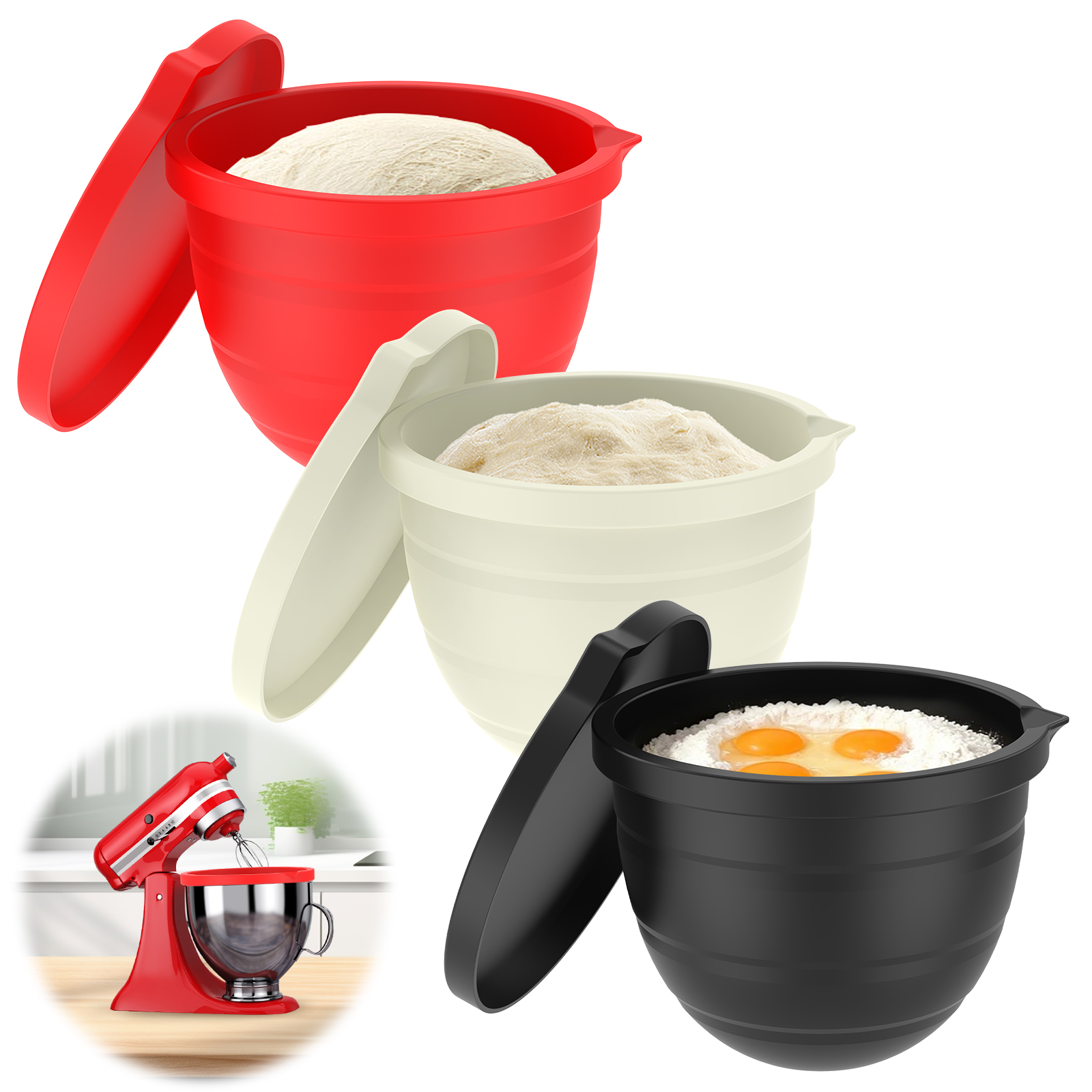 Kitchenaid Baking Bowl - Silicone Bowl With Lids Included Mixer
