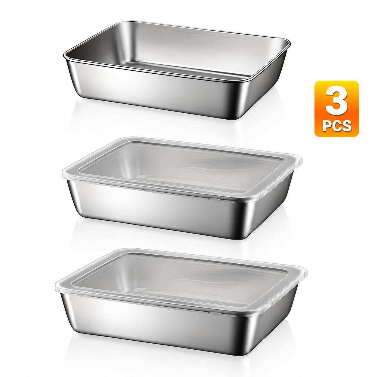 Kitchen Baking Organization - 3PCS Stainless Steel Food Storage Containers