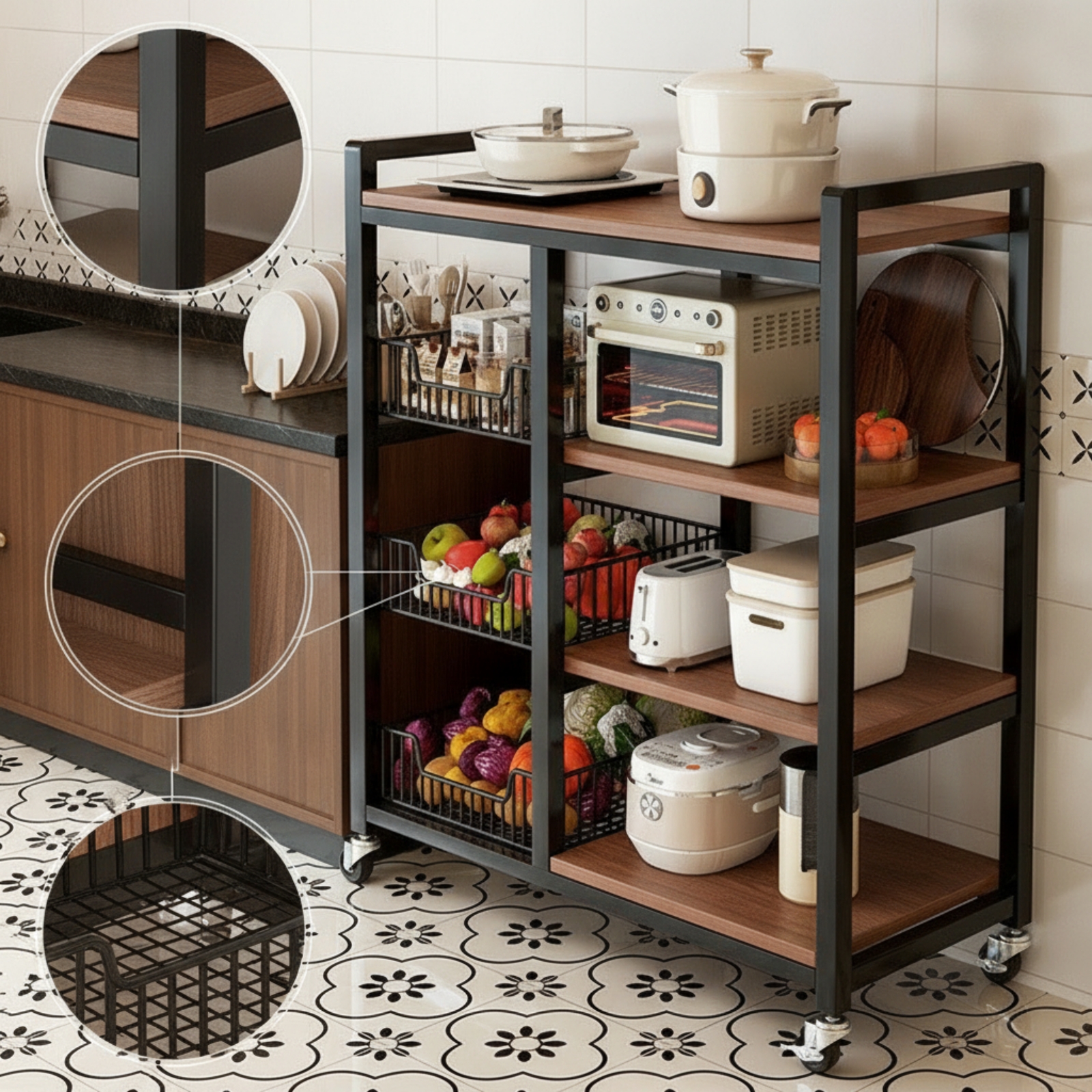 Kitchen Storage Rack Multi-Tie - огляд і ціна Kitchen Baking Cart