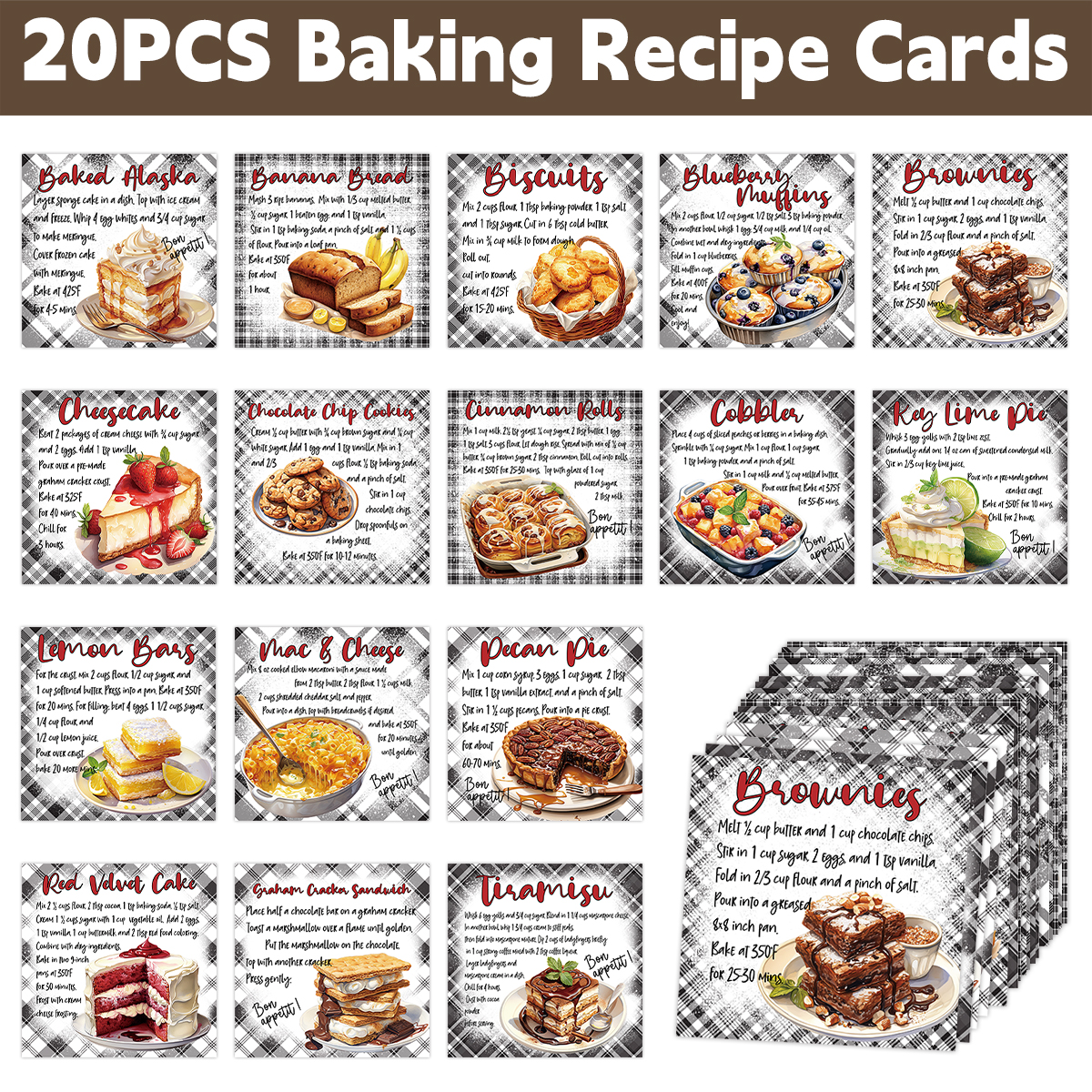 20pcs Plaid Design Baking Dess - огляд і ціна Kitchen Baking Organization