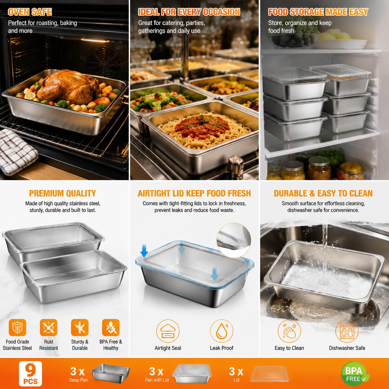 6PCS Stainless Steel Food Stor - огляд і ціна Kitchen Baking Organization